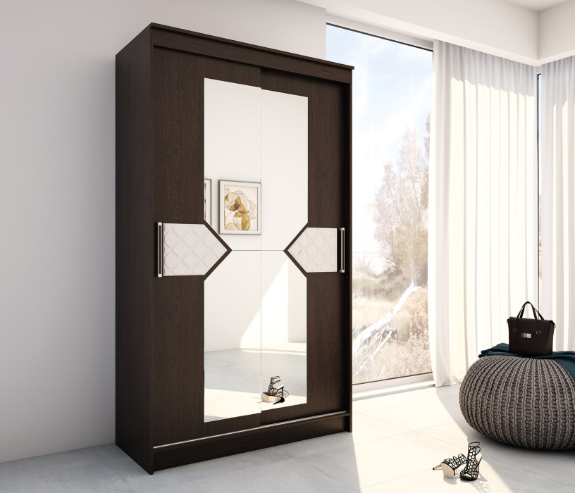 Шкафы-купе, ЛДСП Шкаф-купе НИКОЛЬ 2 Венге-Лиственница светлая