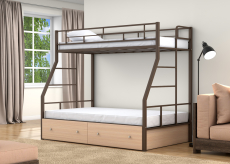 Для подростков, Двухъярусная кровать Раута Твист ящики дуб молочный