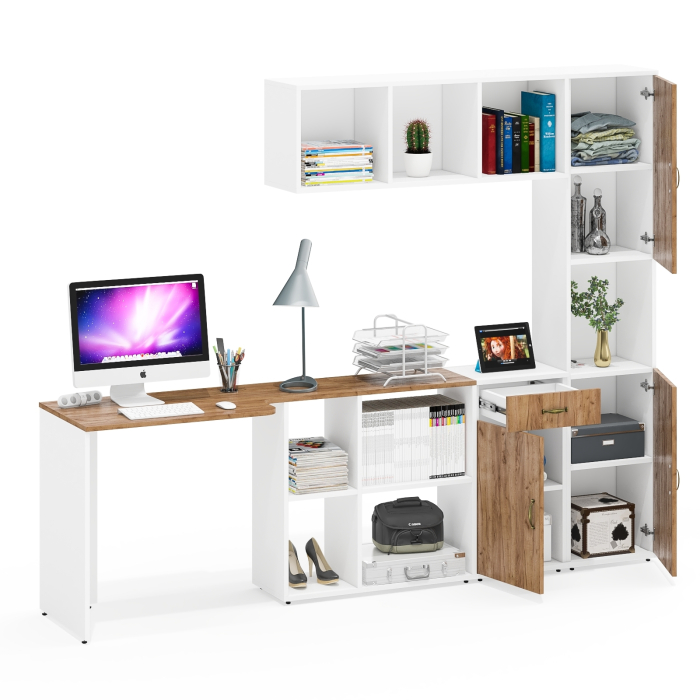 Домашние кабинеты, Домашний офис Лидер-8 из стола с тумбой с полкой с пеналом