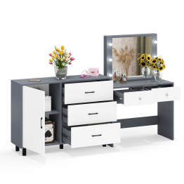 Стол туалетный для спальни с лампочками СТ-5 и тумба-комод 122-1204