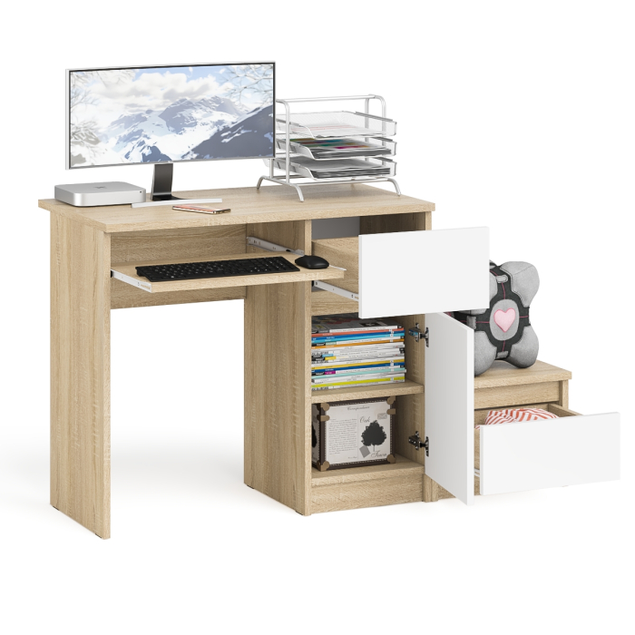 Прямые компьютерные столы, Компьютерный стол МС-1 правый с тумбой Мори