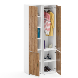 Узкий шкаф с пятью полками и пенал для одежды Лидер-8 МД 23Б