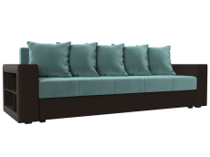 Диваны прямые, Диван прямой Дубай Лайт полки слева, велюр/экокожа