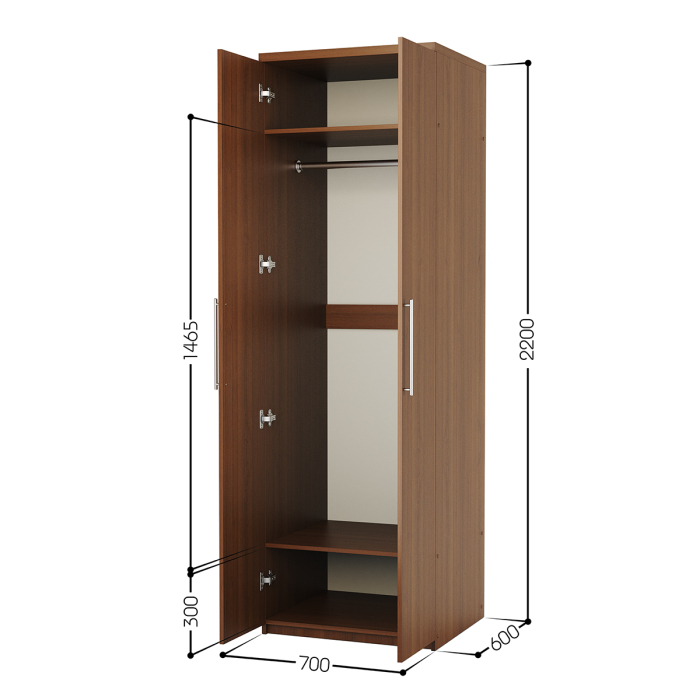 Прямые, Шкаф для одежды Мелодия МШ-21 70х60