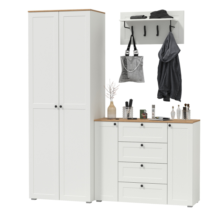 Прихожие, Шкаф в прихожую две двери с комодом и вешалкой для одежды с полкой Остин