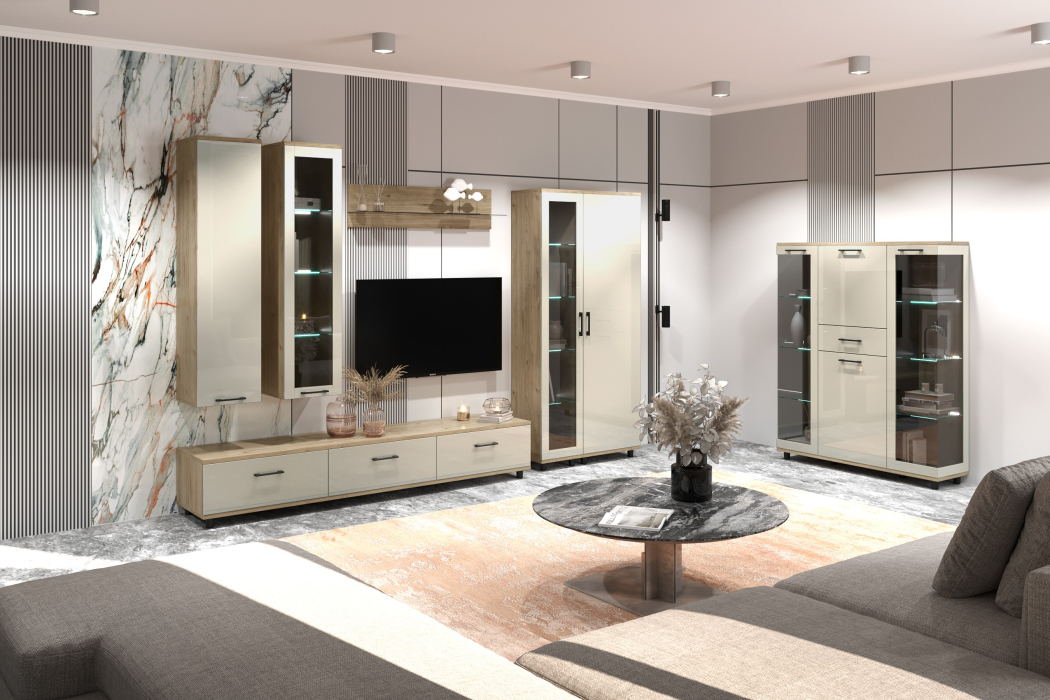 Стенки для гостиной, Модульная гостиная Грейс композиция 4  Гикори Джексон Светлый