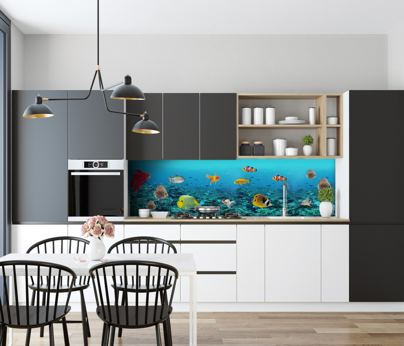 Стеновые панели, Интерьерная панель из стекла 2000*600*6 мм MGF26_подводный_мир