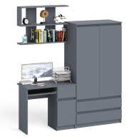 Домашние кабинеты, Стол компьютерный с ящиком МС-1 правый с навесной полкой и шкаф-комод МШ900.1 Мори