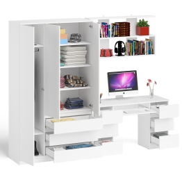 Шкаф-комод трёхдверный Мори МШ1200.1 с письменным столом и открытой книжной полкой