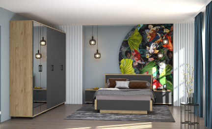 Модульная спальня Грейс композиция 5  Гикори Джексон Светлый