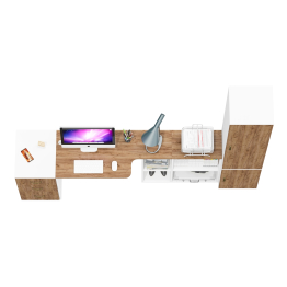 Лидер-8 уголок для школьника из стола с тумбочкой и узкого шкафа для одежды