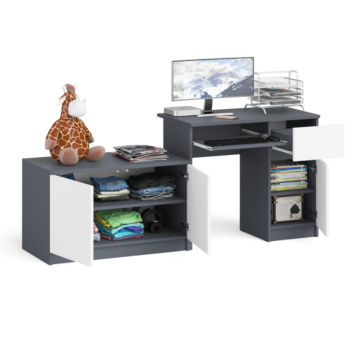 Прямые компьютерные столы, Тумба Мори МА900-1 и стол компьютерный Мори МС-1 правый