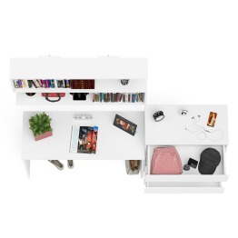 Комод Мори четыре ящика МК800.4 с письменным столом с навесной полкой на 1200