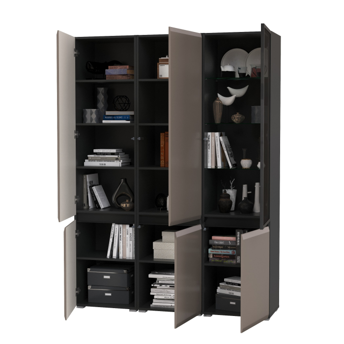 Шкафы распашные, Набор шкафов в гостиную Сидней из двух шкафов 13.200 и одного шкаф-витрины 13.201