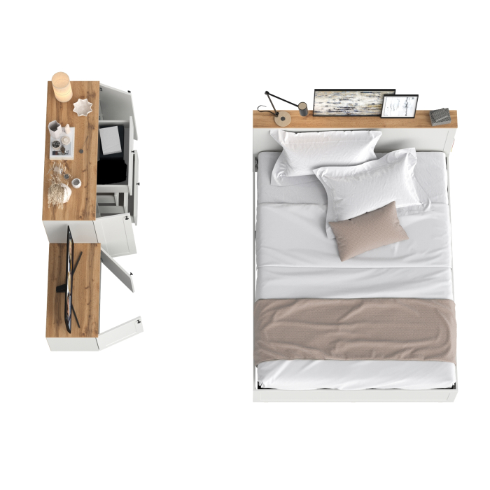 Спальные гарнитуры, Кровать Остин со спальным местом 1600 с ортопедическим основанием с тумбой с дверками и комодом 16.221