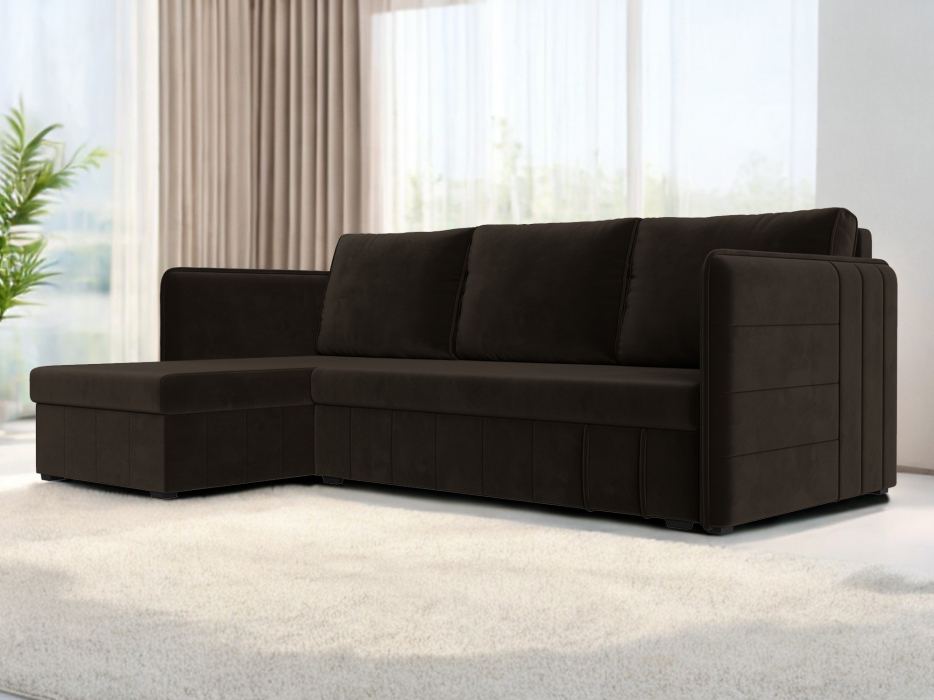 Диваны угловые в гостиную, Угловой диван Слим левый угол, микровельвет