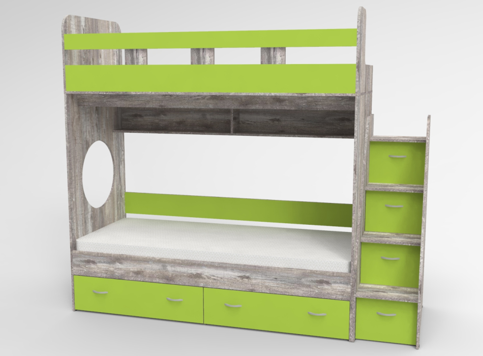 Для подростка, Трехъярусная кровать Юниор,  Бетон