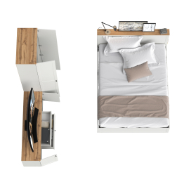 Кровать 1600 с ортопедическим основанием с тумбой для ТВ и шкафом с полками Остин 16.307