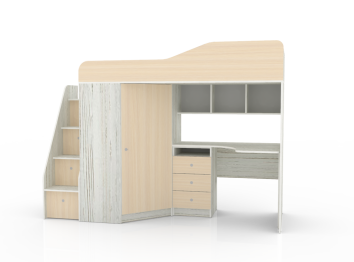 Кровать чердак Кадет 1 с универсальной лестницей, Винтерберг