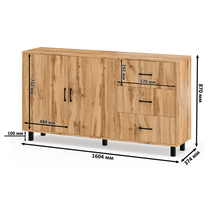 С зеркалом, Косметический столик с подсветкой СТ-5 в комплекте с комодом 123-1604