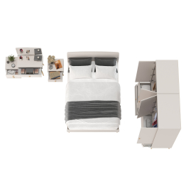 Туалетный столик с зеркалом Афина с кроватью 1400 с тумбочкой и двумя шкафами