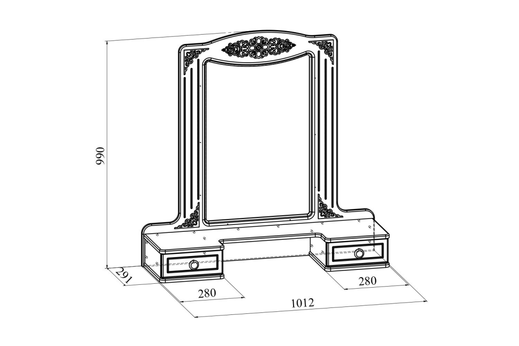 Зеркала в спальню, Полка с зеркалом Ассоль АС-38