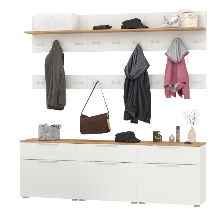 Прихожие, Три обувницы с вешалкой для одежды с полкой в узкую прихожую Октава