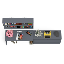 Мори стол письменный 1200.1 с полкой 1200 и широким комодом