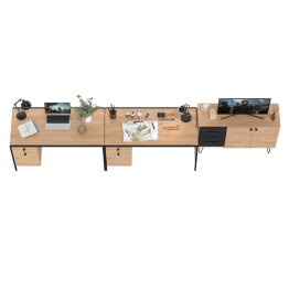 Рабочее место для двоих человек из двух письменных столов и комода Брюс