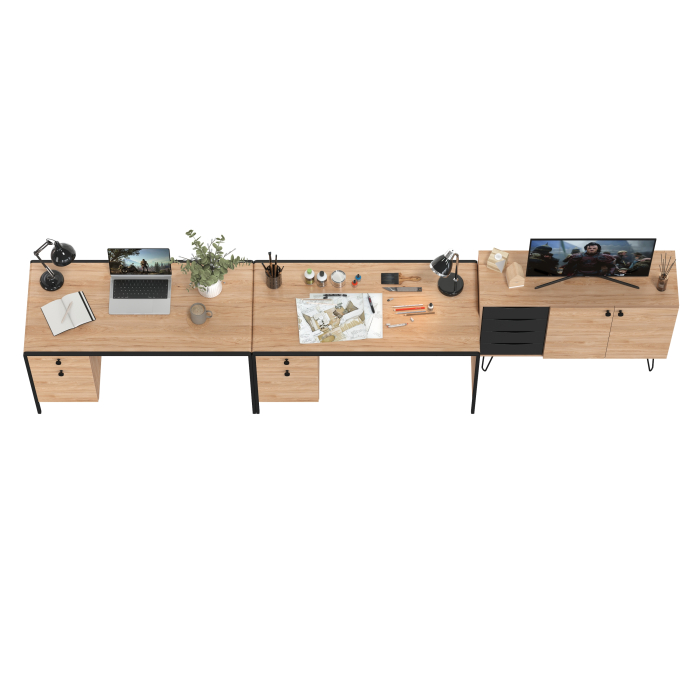 Домашние кабинеты, Рабочее место для двоих человек из двух письменных столов и комода Брюс