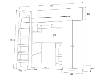 Кровать-чердак Астра 10 Белый