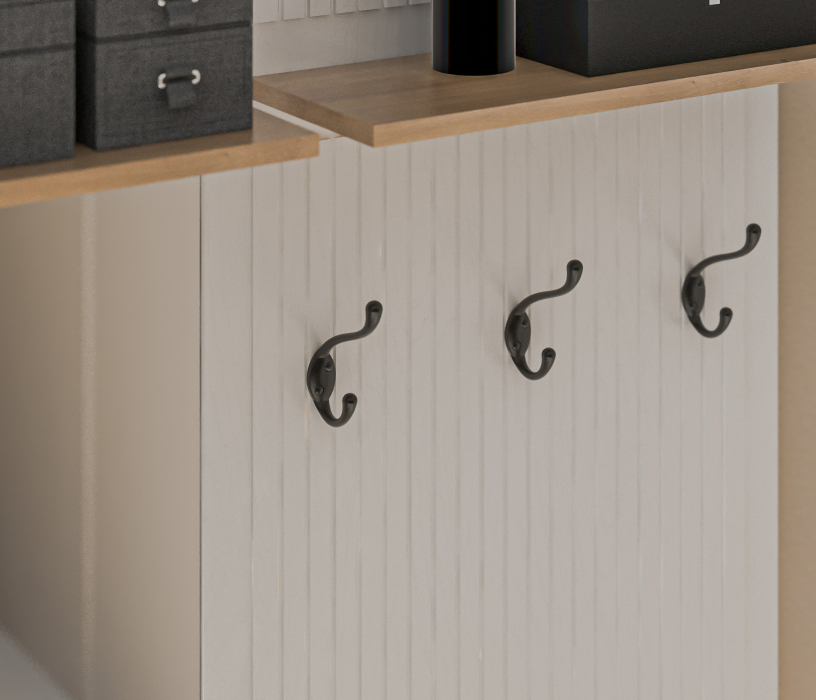 Прихожие, Набор для прихожей Монтана Белый Альпийский,Дуб Гамильтон/МДФ Дуб Белый