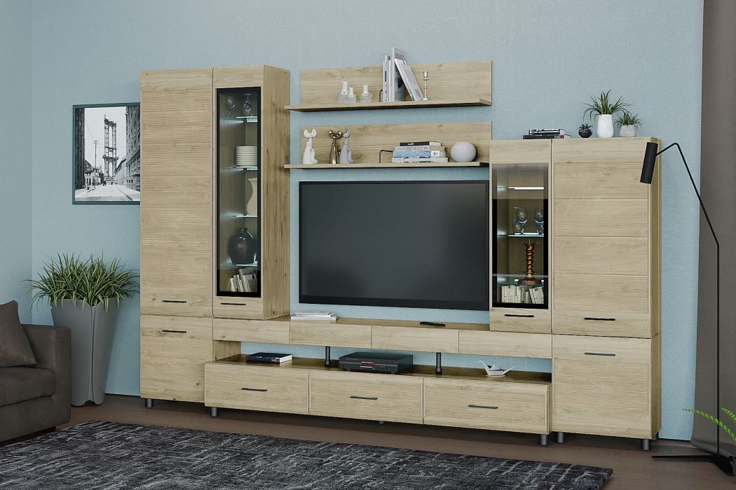 Стенки для гостиной, Модульная гостиная Камелия композиция 3