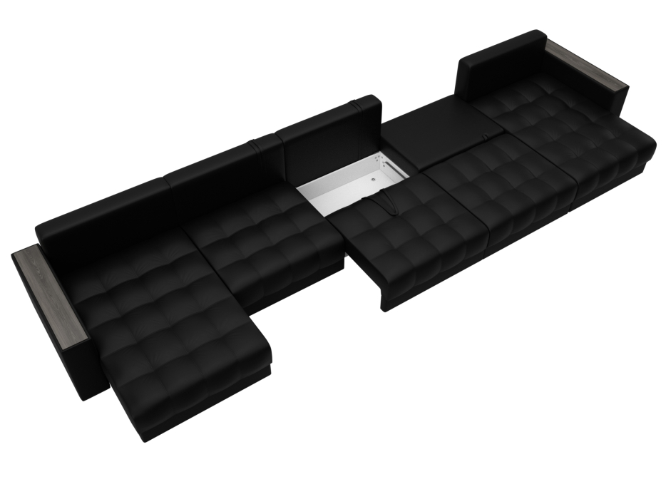 Диваны еврокнижки, Диван П-образный с декором Лига-049 НПБ Мегалонг, велюр TOWER