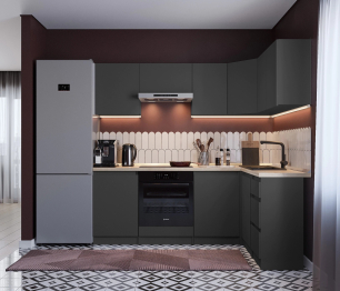 Кухонный гарнитур Леон угловой 210х140 см, диамант серый