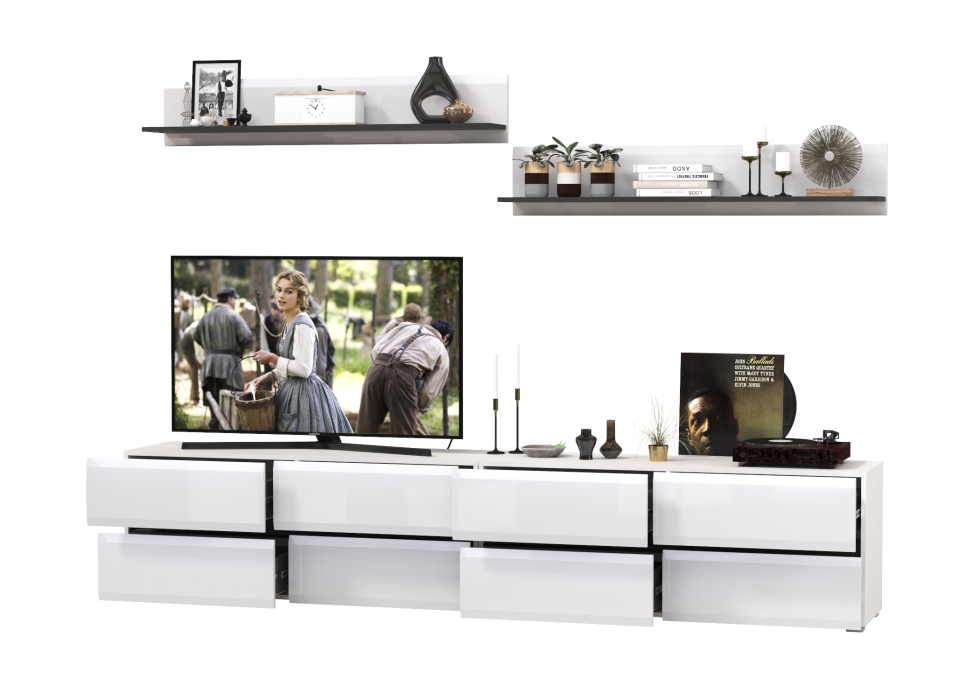 ТВ-тумбы, Большая ТВ-тумба Сидней с двумя навесными полочками