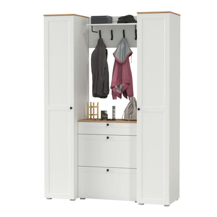 Прихожие, Два шкаф-пенала с полками и обувница с вешалкой для верхней одежды Остин