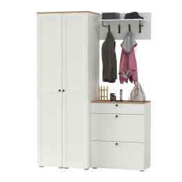 Два шкаф-пенала с полками и обувница с вешалкой для верхней одежды Остин