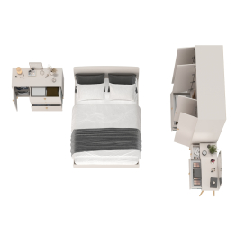 Кровать 1400 с четырёх-дверным шкафом с трюмо и комодом Афина