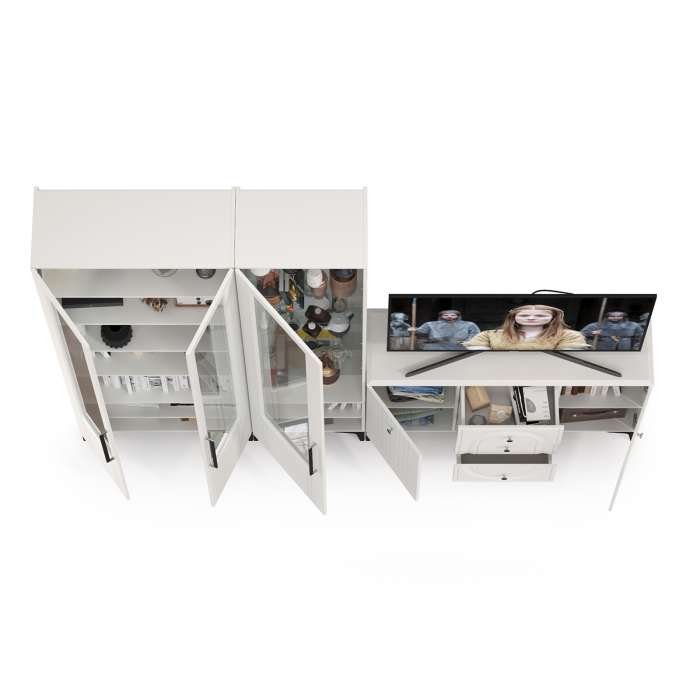 Стенки для гостиной, Широкий сервант и комод под ТВ-аппаратуру Валенсия № 114