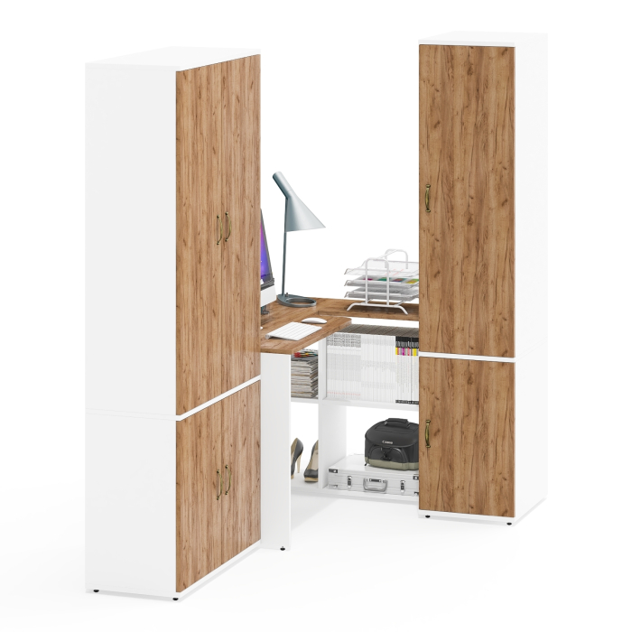 Домашние кабинеты, Два шкафа 20Б широкий и 23Б узкий и стол-трансформер Лидер-8