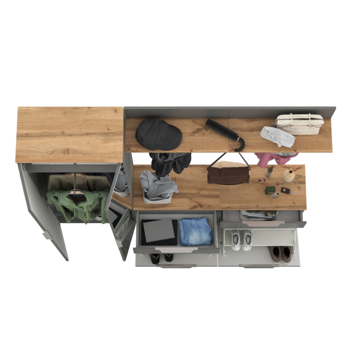 Прихожие, Шкаф для верхней одежды двери зеркало с обувницами и вешалками Октава