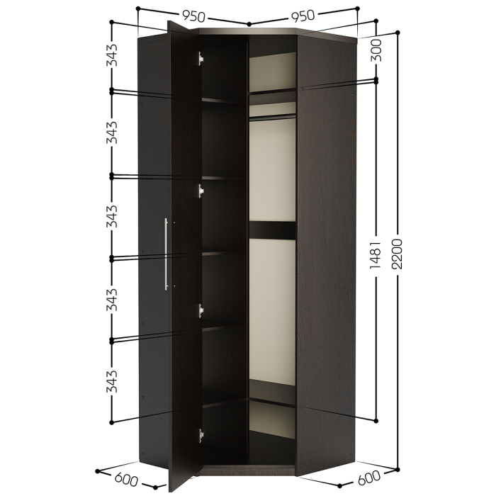 Для одежды, Шкаф угловой Мелодия МУ-12 95х95