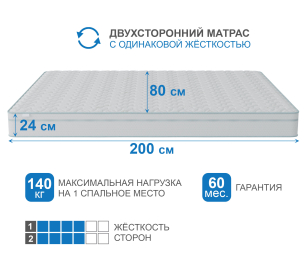 Столлайн / Матрас Премиум-Ориент в чехле Cooler в скрутке 800х2000