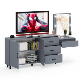 Косметический навесной столик с подсветкой и комод с ящиками и дверками 123-1604