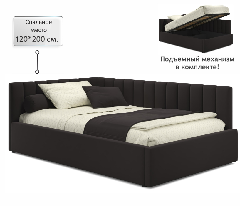 Мягкая кровать, Мягкая кровать Milena 1200 с подъемным механизмом