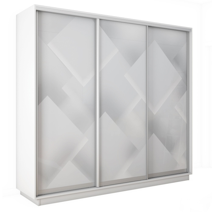 Шкафы-купе 3-х дверные, Шкаф-купе Экспресс 3-х дверный Фотопечать Квадрат Стекла 180х45х220