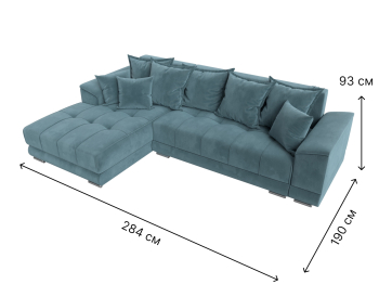 Угловой диван НордСтар левый угол, велюр