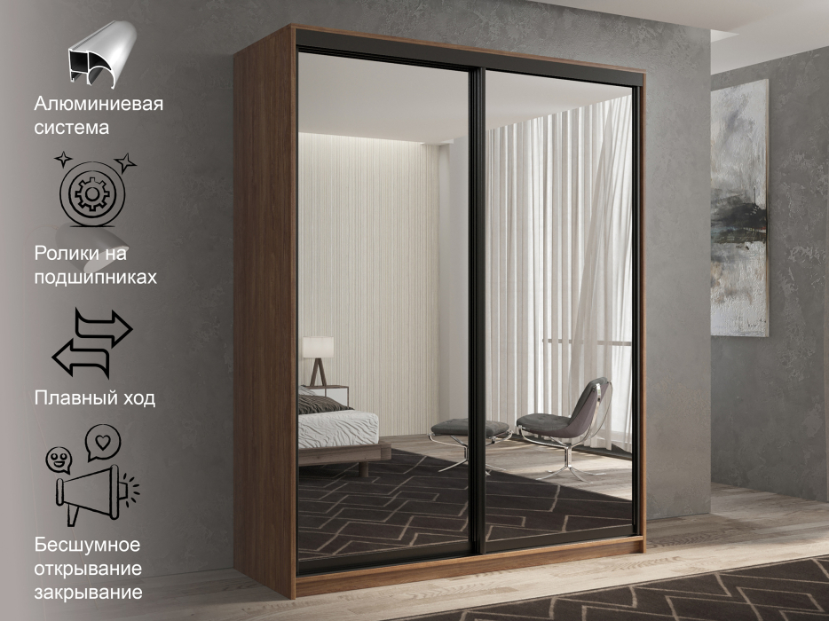 Шкафы-купе 2-х дверные, Шкаф-купе 2х дверный Кааппи 1 140х60