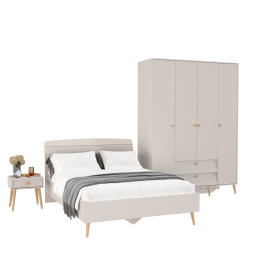 Прикроватная тумбочка Афина с кроватью двуспальной 1400 и шкаф-комод 4-х дверный